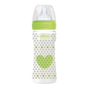 Бутылочка Chicco пластиковая WELL-BEING, соска силикон, средний поток, 2m+, 250 мл