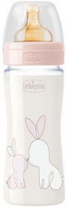 Бутылочка Chicco Original Touch, стекло, соска латекс, медлен.поток, 240 мл