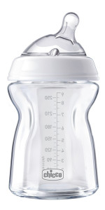 Бутылочка Chicco Natural Feeling, стекло, соска силиконовая, для норожденных, 250 мл