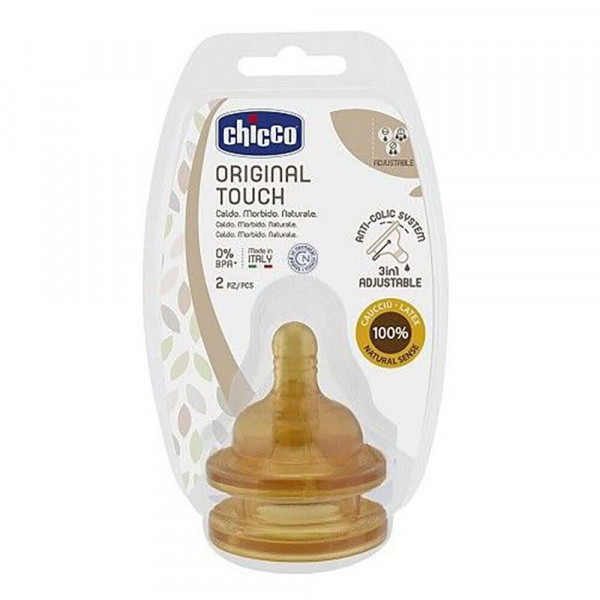 Соска латексная Chicco Original Touch, переменный поток, 2m+, 2шт.
