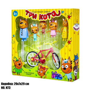 Игровой набор фигурок N73 из мультфильма Три кота , с велосипедом