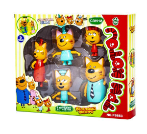 Игровой набор фигурок PS653 из мультфильма Три кота, вся семья