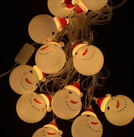 Гирлянда светодиодная 1698-20 LED Снеговики в шапках, длина 5 м, IP40 + переходник