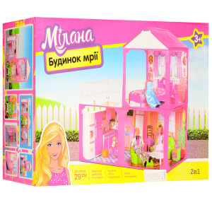 Игровой домик 2-этажный 6982B, для куклы, с мебелью и фигурками