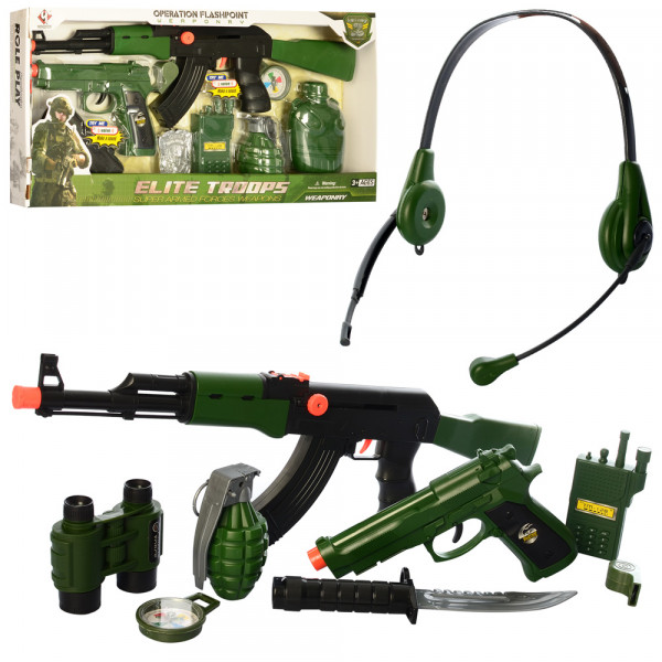 Военный набор Role Play M016AB, автомат, пистолет, рация, граната, компас