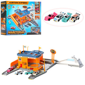 Гараж Автосервис M 3491, с машинками, на запуске