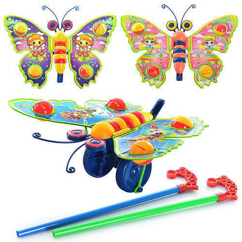 Игрушка каталка 305 Бабочка-погремушка, на палке, машет крыльями