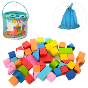 Игрушка деревянная Городок MD 0938, в ведре, 50 деталей
