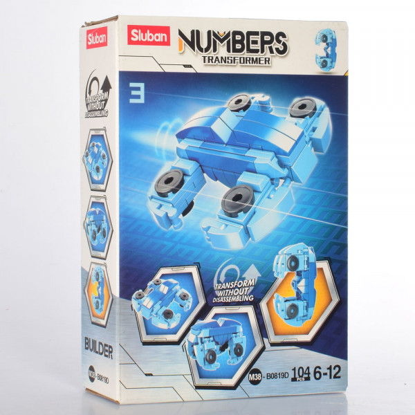 Конструктор SLUBAN M38-B0819D Цифра, транспорт, 2в1, 104 детали