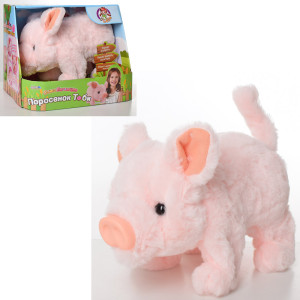 Мягкая игрушка Поросенок Тоби MP 2074, со звуком, двигается, 21см