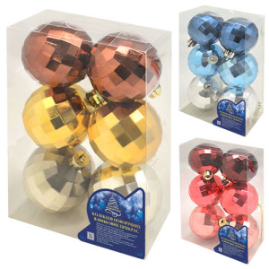 Набор елочных игрушек 9462 Шарики "Диско", диаметр 6 см, 6 шт.