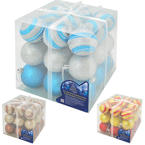 Набор елочных игрушек 88263-7 Шарики, диаметр 7 см, 27 шт.