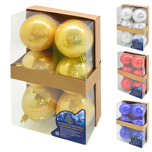 Набор елочных игрушек 9370 Шарики, диаметр 8 см, 6 шт.