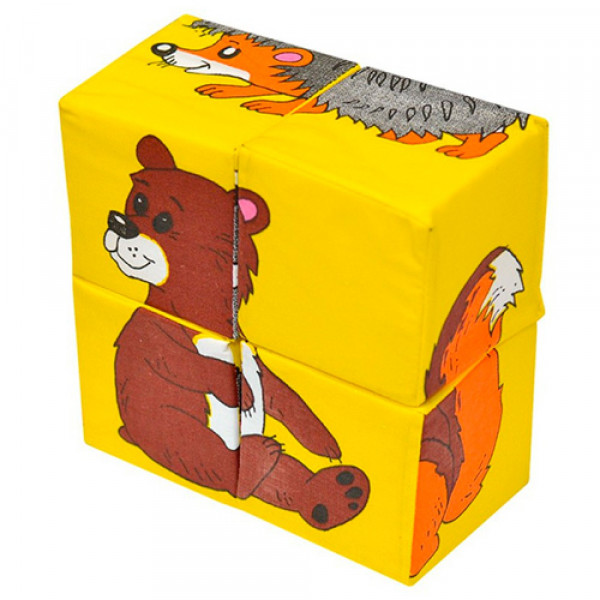 Набор мягких кубиков Bamsic Дикие животные 126/1, 4 шт.