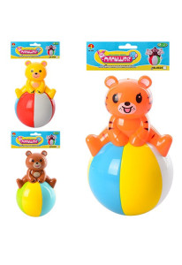 Неваляшка Малышок 6526-B-С Мишка/Тигр, со звуком, 13 см