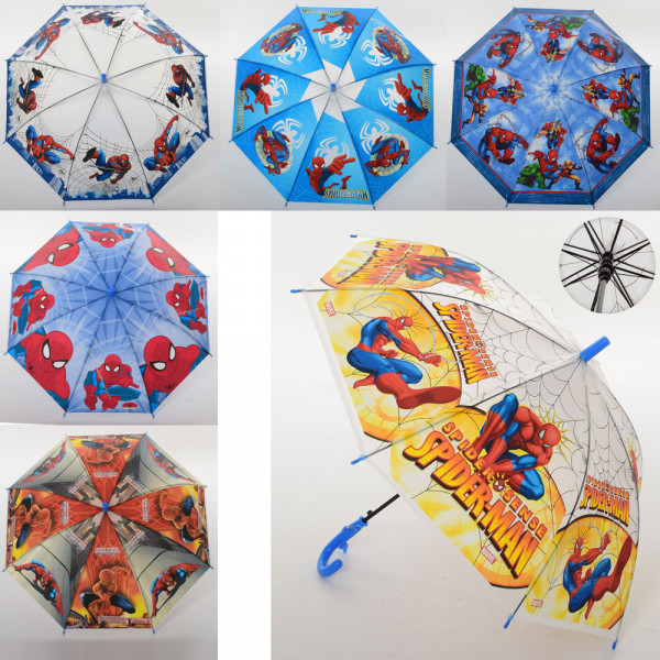Зонт детский MK 3630-3 Человек Паук, клеенчатый, со свистком, диаметр 82 см