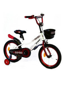 Велосипед двухколесный Corso R,16 дюймов, с доп.колесами, ручным тормозом и крылом