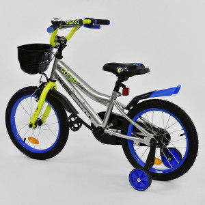 Велосипед двухколесный Corso R,16 дюймов, с доп.колесами, ручным тормозом и крылом