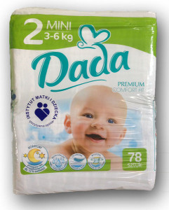 Подгузники Dada Premium Comfort mini, №2 (3-6 кг) 78шт.
