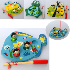 Деревянная игрушка Рыбалка MD 2523, магнитная, 1 удочка, 3 фигурки