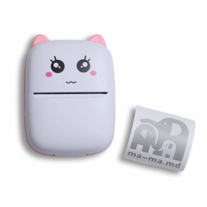 Принтер детский Mini Printer Ушки, чёрно-белые фото, аккумуляторный