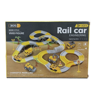 Детский Трек Rail Car Engineering с строительными машинками, 305 деталей