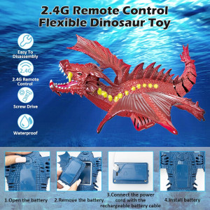 Динозавр на радиоуправлении, пускает пар, звук/свет