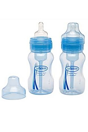 Бутылочки Dr.Brown's (Доктор Браун), для кормления, пластик, с широким горлышком, для мальчика, 240 мл, 2 шт.