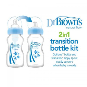 Бутылочка-поильник Dr.Brown's Natural Flow, пластик, с широким горлышком, соска силиконовая 3 уровня, сменный носик, 270 мл