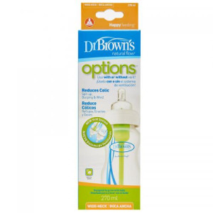 Бутылочка для кормления Dr.Brown's Natural Flow Options с широким горлышком, пластик, соска силиконовая 1 уровня, 270 мл