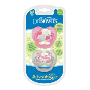 Пустышка Dr.Brown's Advantage Ночная, силиконовая, люминесцентная, с футляром, для девочек, 0m+, 2 шт.