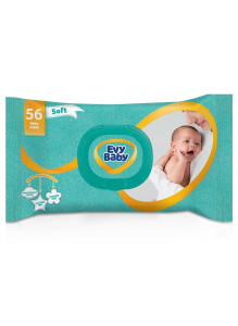 Влажные салфетки Evy Baby Soft, детские, с клапаном, 56шт.