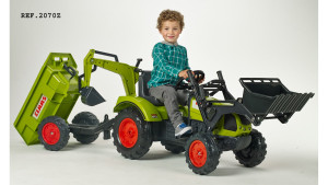Детский трактор на педалях Falk Claas Arion 430, с экскаватором, погрузчиком и самосвалом