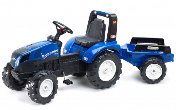 Детский трактор на педалях Falk Landini New Holland, с прицепом