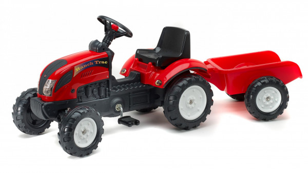 Детский трактор на педалях Falk Ranch Trac Red, с прицепом