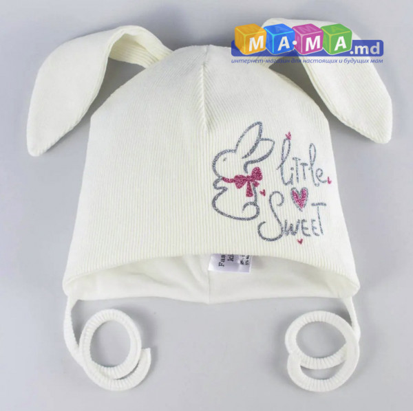 Шапка для девочек Бани Little Sweet, на трикотажной подкладке, 6-12 м