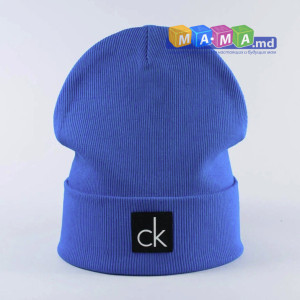 Шапка детская Келвин CK, двойной трикотаж, с отворотом, 5-10 лет