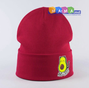 Шапка для девочек Кайя Авокадо, трикотажная, с отворотом, 3-8 лет