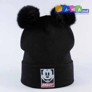Шапка детская Обри Mickey, трикотаж, с отворотом, 18 мес - 8 лет