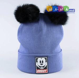 Шапка детская Обри Mickey, трикотаж, с отворотом, 18 мес - 8 лет