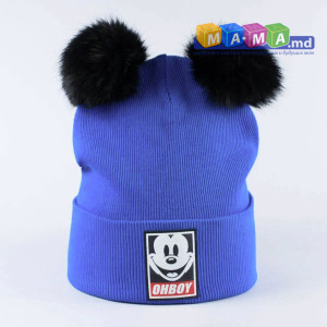 Шапка детская Обри Mickey, трикотаж, с отворотом, 18 мес - 8 лет