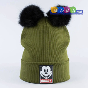 Шапка детская Обри Mickey, трикотаж, с отворотом, 18 мес - 8 лет