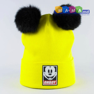 Шапка детская Обри Mickey, трикотаж, с отворотом, 18 мес - 8 лет