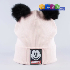 Шапка детская Обри Mickey, трикотаж, с отворотом, 18 мес - 8 лет