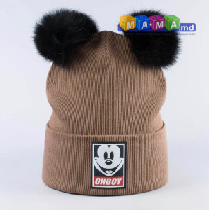 Шапка детская Обри Mickey, трикотаж, с отворотом, 18 мес - 8 лет