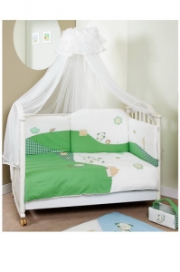 Комплект постельный Feretti Dogs Green Prestige Sestetto long, антибактериальный, постельное белье для детской кроватки: 6 элементов