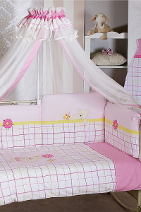 Комплект постельный Feretti Bella Pink Premium Sestetto long, антибактериальный, постельное белье для детской кроватки: 6 элементов