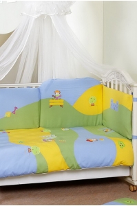 Комплект постельный Feretti Jolly Multi Terzetto, антибактериальный, постельное белье для детской кроватки: 3 элемента