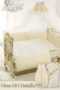 Комплект постельный Feretti Orso Di Cristallo Sestetto long, антибактериальный, постельное белье для детской кроватки: 6 элементов