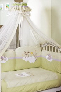 Комплект постельный Feretti Rabbit Green Terzetto, антибактериальный, сменный, постельное белье для детской кроватки: 3 элемента
